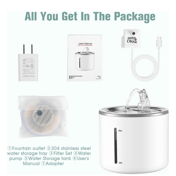 Cat Water Fountain, 108oz/3.2L (Used - Excellent Condition) - Picture 3 of 6